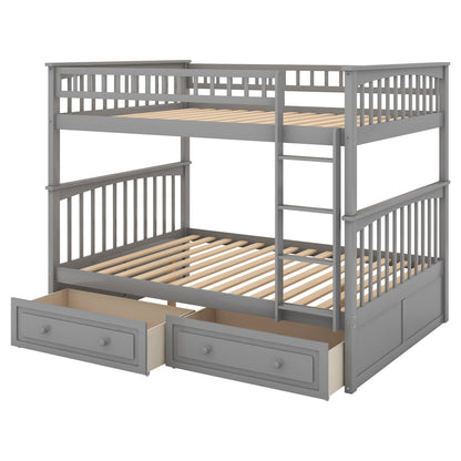 Full over Full Bunk Bed with Drawers, Convertible Beds, Gray(OLD SKU:SM000241AAE-1) image 8