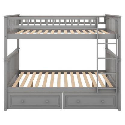 Full over Full Bunk Bed with Drawers, Convertible Beds, Gray(OLD SKU:SM000241AAE-1) image 12