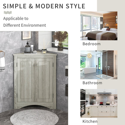 Oak Triangle Bathroom Storage Cabinet with Adjustable Shelves, Freestanding Floor Cabinet for Home Kitchen(Old SKU:WF291467AAL) image 9