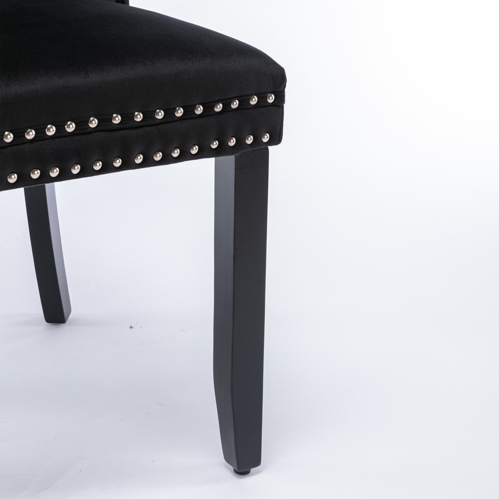 Nikki Collection Modern, High-end Tufted Solid Wood Contemporary Velvet Upholstered Dining Chair with Wood Legs Nailhead Trim 2-Pcs Set, Black, SW2001BK image 12