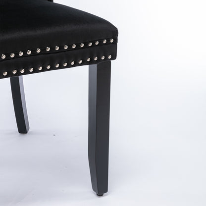 Nikki Collection Modern, High-end Tufted Solid Wood Contemporary Velvet Upholstered Dining Chair with Wood Legs Nailhead Trim 2-Pcs Set, Black, SW2001BK image 12