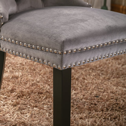 Nikki Collection Modern, High-end Tufted Solid Wood Contemporary Velvet Upholstered Dining Chair with Wood Legs Nailhead Trim 2-Pcs Set,Gray, SW2001GY image 11