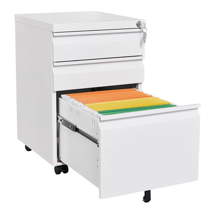 [Installation Required] 3-Drawer mobile filing cabinet with lock, legal/letter sized office storage filing cabinet, metal filing cabinet (white),suitable for offices and study rooms image 5