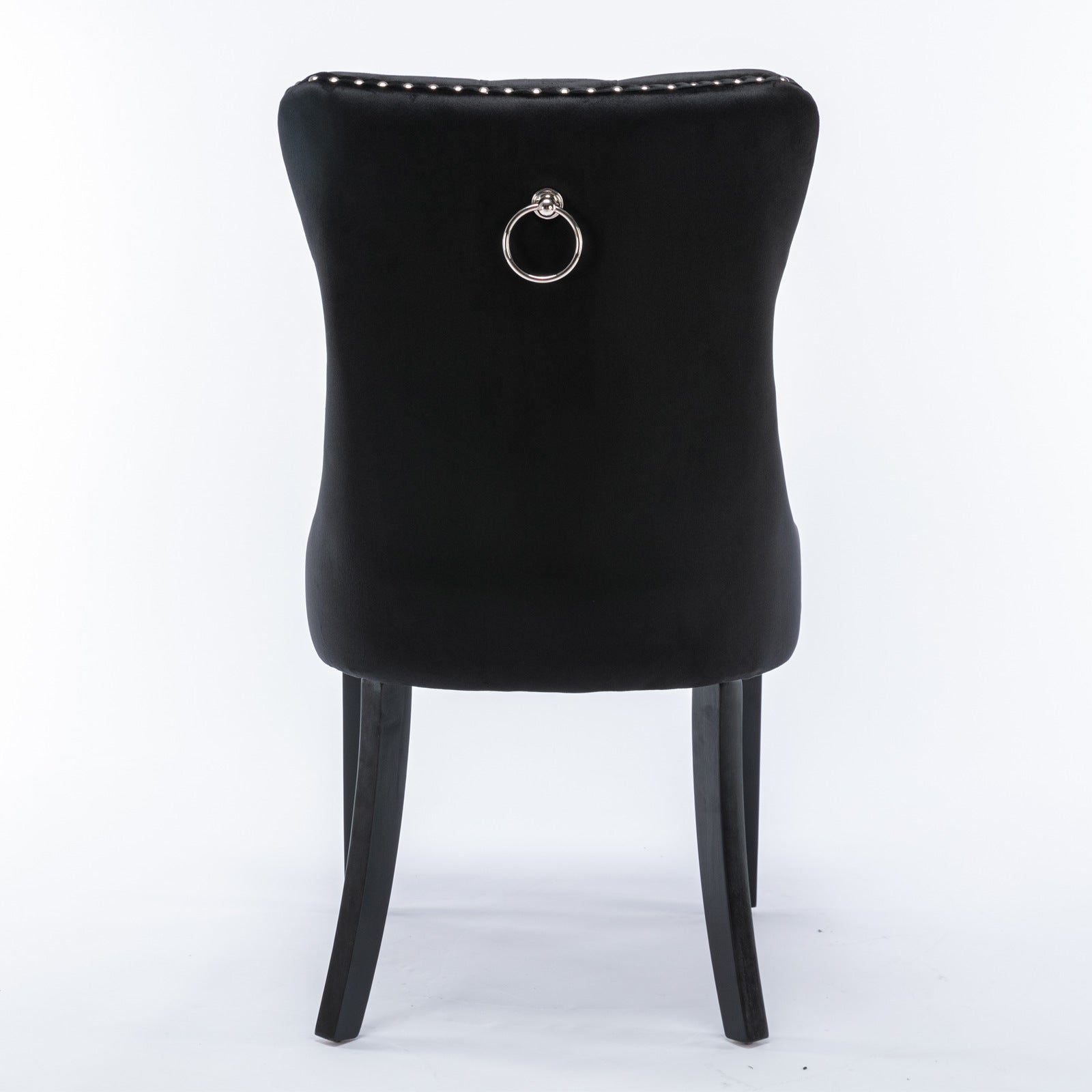 Nikki Collection Modern, High-end Tufted Solid Wood Contemporary Velvet Upholstered Dining Chair with Wood Legs Nailhead Trim 2-Pcs Set, Black, SW2001BK image 7