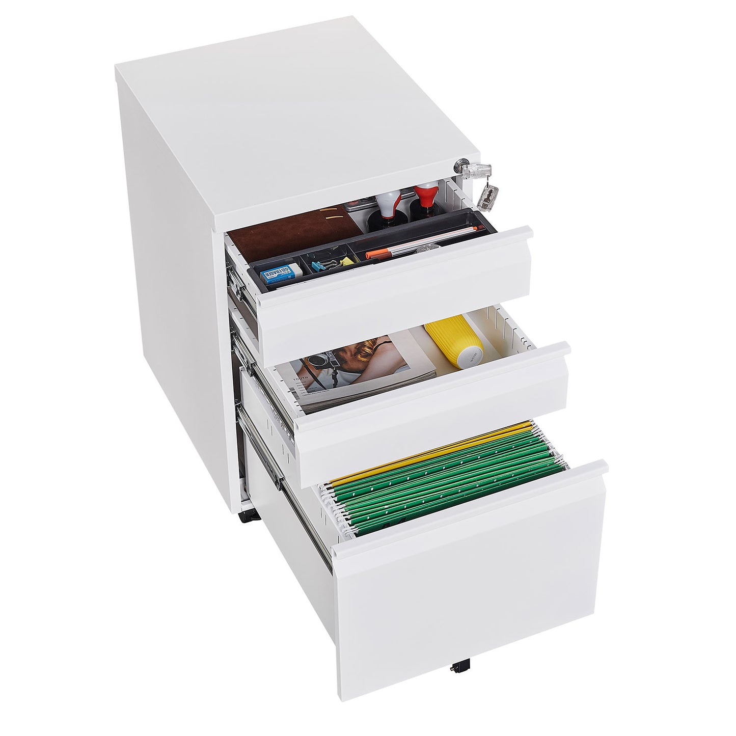 [Installation Required] 3-Drawer mobile filing cabinet with lock, legal/letter sized office storage filing cabinet, metal filing cabinet (white),suitable for offices and study rooms image 7