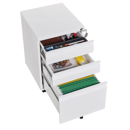 [Installation Required] 3-Drawer mobile filing cabinet with lock, legal/letter sized office storage filing cabinet, metal filing cabinet (white),suitable for offices and study rooms image 7