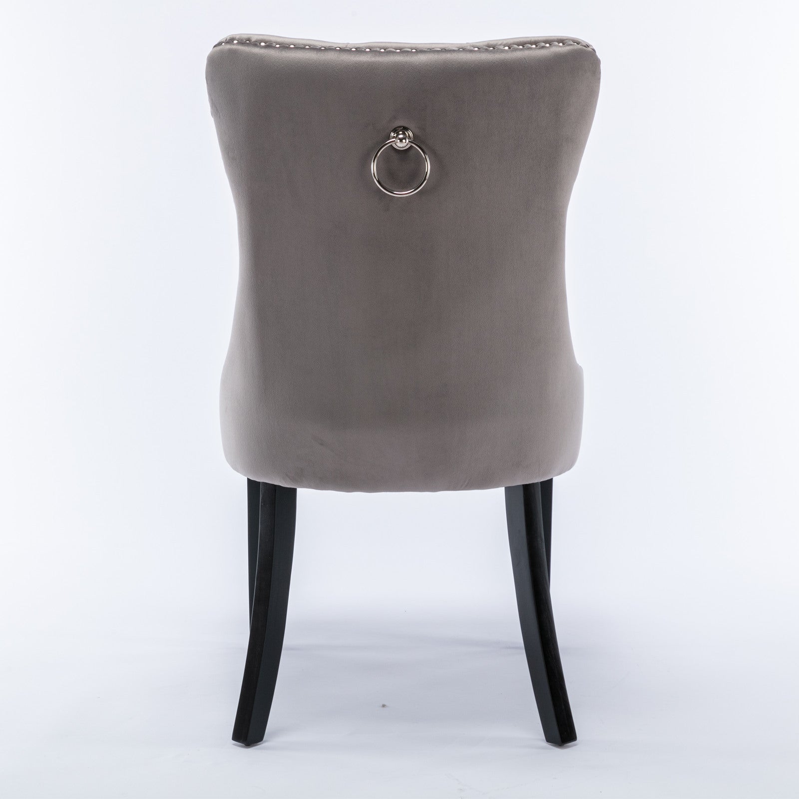 Nikki Collection Modern, High-end Tufted Solid Wood Contemporary Velvet Upholstered Dining Chair with Wood Legs Nailhead Trim 2-Pcs Set,Gray, SW2001GY image 6