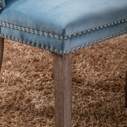 Nikki Collection Modern, High-end Tufted Solid Wood Contemporary Velvet Upholstered Dining Chair with Wood Legs Nailhead Trim 2-Pcs Set,Light Blue, SW2001LB image 11