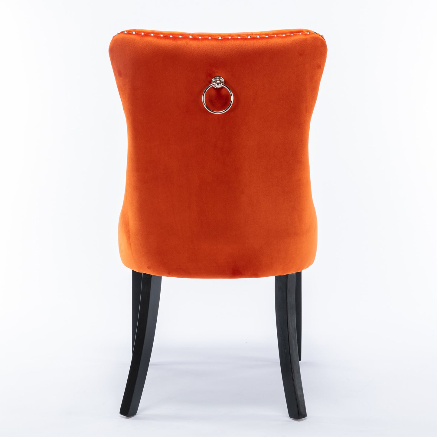Nikki Collection Modern, High-end Tufted Solid Wood Contemporary Velvet Upholstered Dining Chair with Wood Legs Nailhead Trim 2-Pcs Set, Orange, SW2001OG image 6