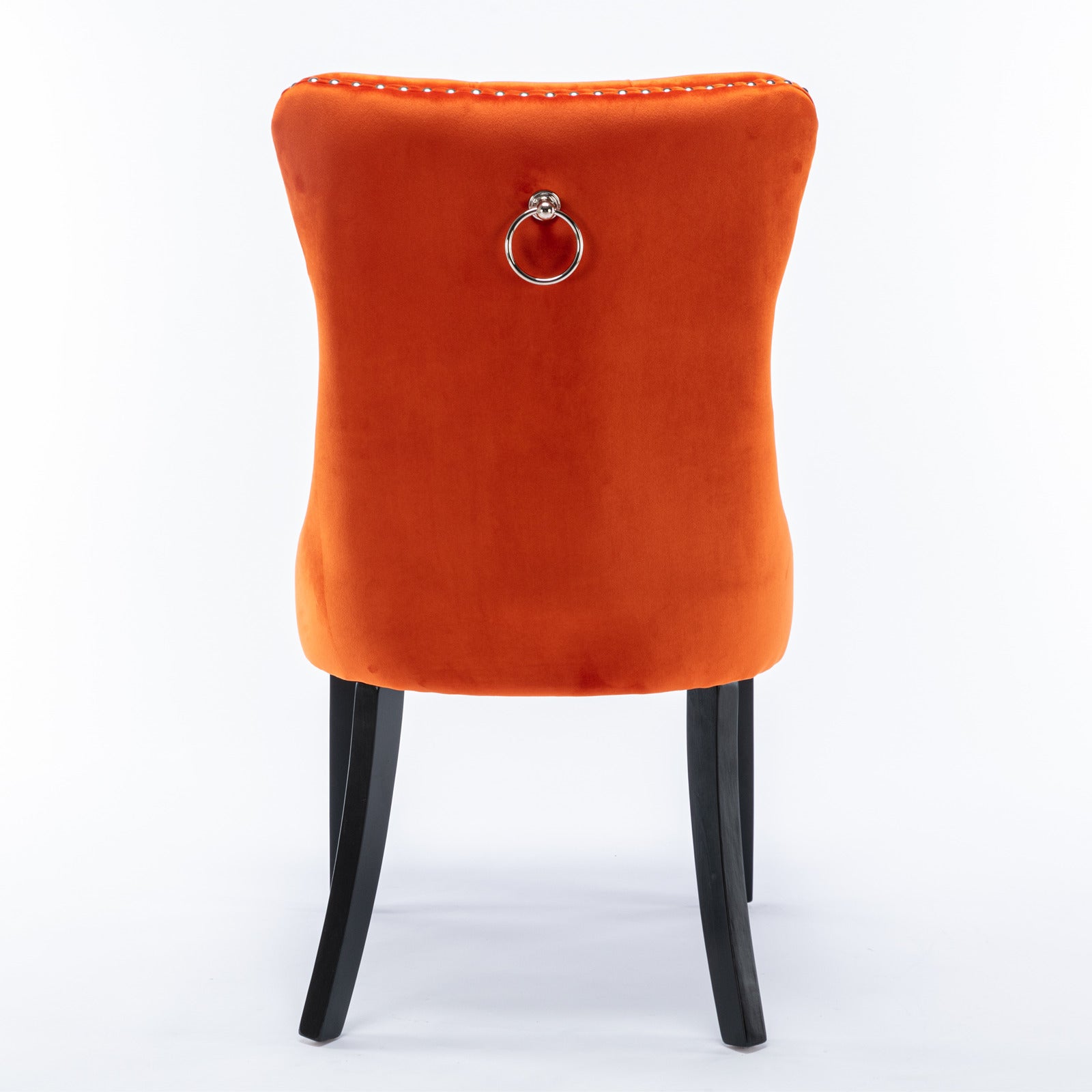 Nikki Collection Modern, High-end Tufted Solid Wood Contemporary Velvet Upholstered Dining Chair with Wood Legs Nailhead Trim 2-Pcs Set, Orange, SW2001OG image 6