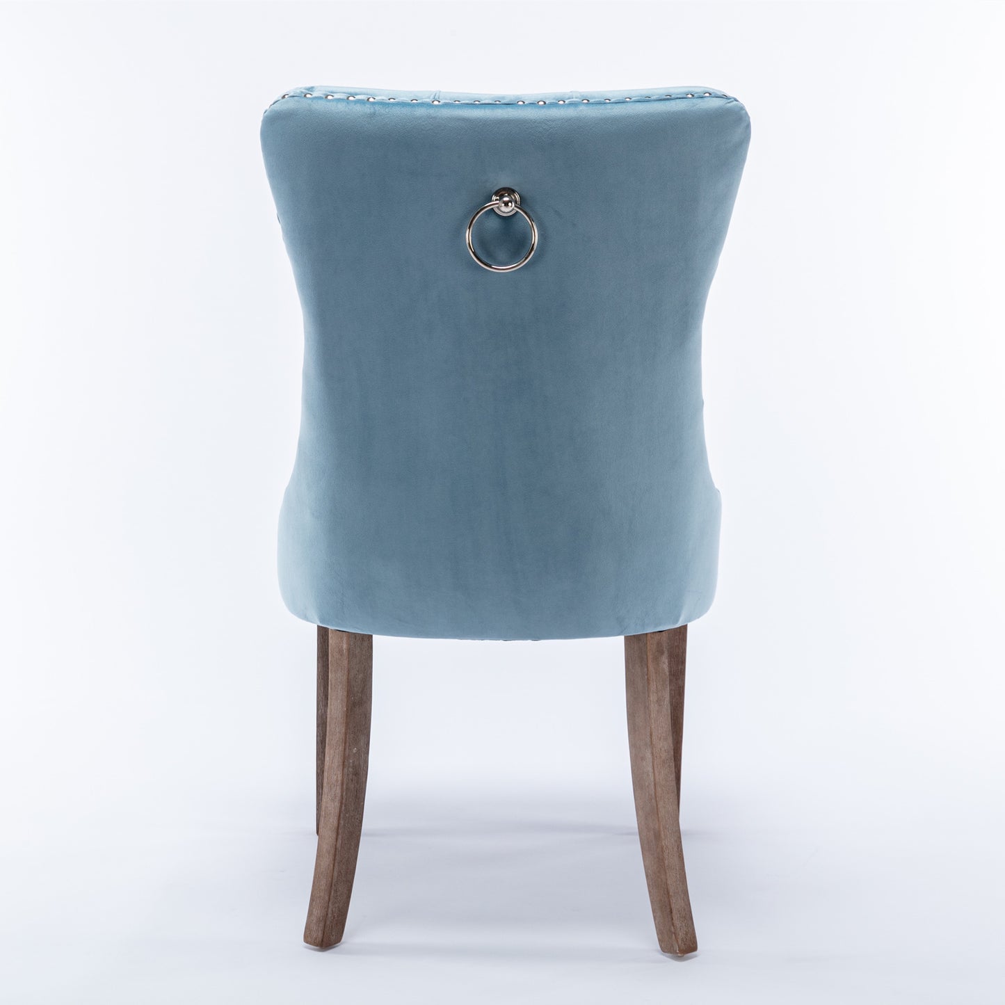 Nikki Collection Modern, High-end Tufted Solid Wood Contemporary Velvet Upholstered Dining Chair with Wood Legs Nailhead Trim 2-Pcs Set,Light Blue, SW2001LB image 6