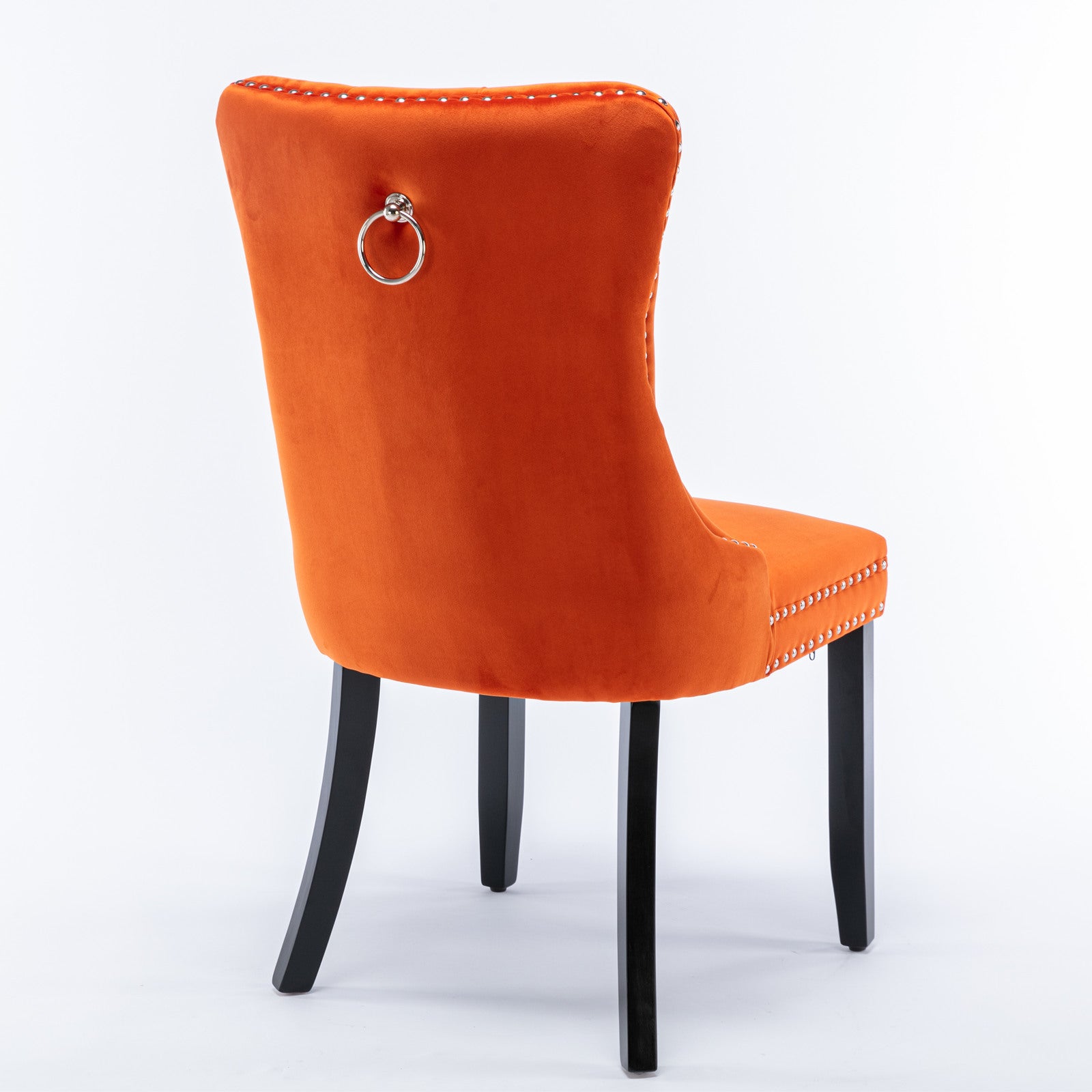 Nikki Collection Modern, High-end Tufted Solid Wood Contemporary Velvet Upholstered Dining Chair with Wood Legs Nailhead Trim 2-Pcs Set, Orange, SW2001OG image 5