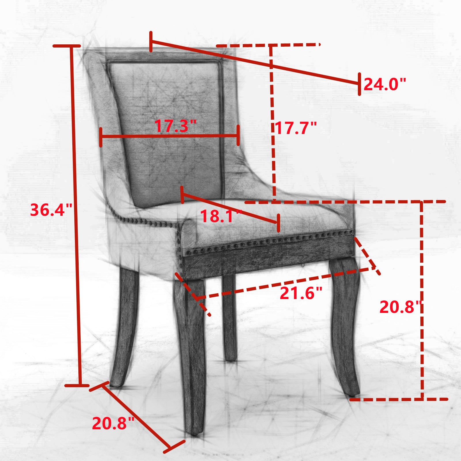 A&A Furniture,Ultra Side Dining Chair, Thickened fabric chairs with neutrally toned solid wood legs, Bronze nail head, Set of 2,Leopard Print image 8