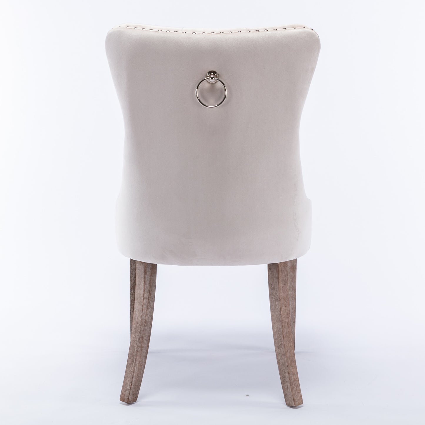 Nikki Collection Modern, High-end Tufted Solid Wood Contemporary Velvet Upholstered Dining Chair with Wood Legs Nailhead Trim 2-Pcs Set,Beige, SW2001BG image 6