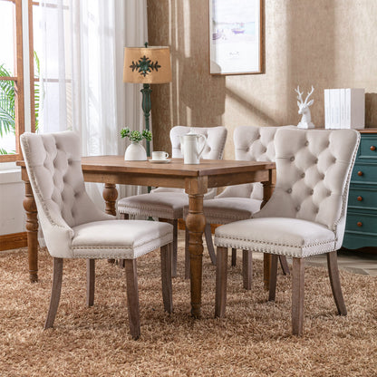 Nikki Collection Modern, High-end Tufted Solid Wood Contemporary Velvet Upholstered Dining Chair with Wood Legs Nailhead Trim 2-Pcs Set,Beige, SW2001BG image 12