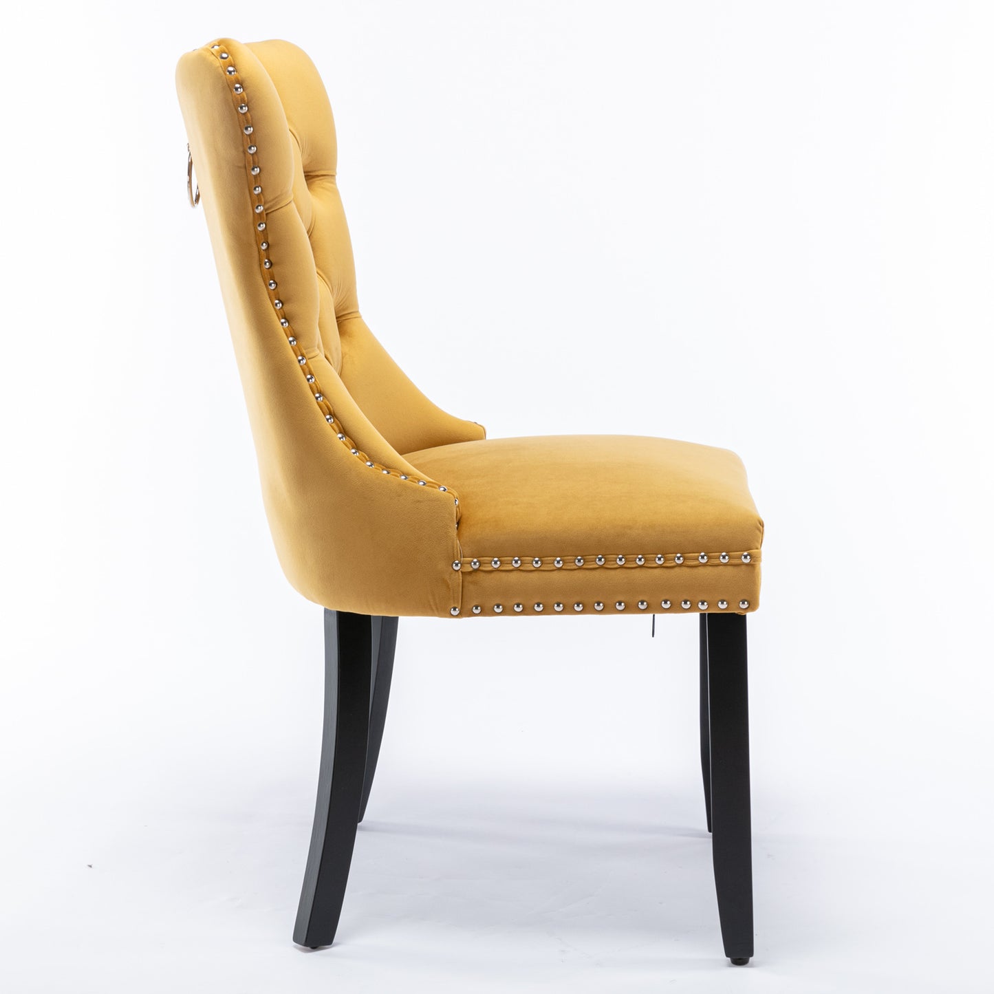 Nikki Collection Modern, High-end Tufted Solid Wood Contemporary Velvet Upholstered Dining Chair with Wood Legs Nailhead Trim 2-Pcs Set,Gloden, SW2001GL image 4