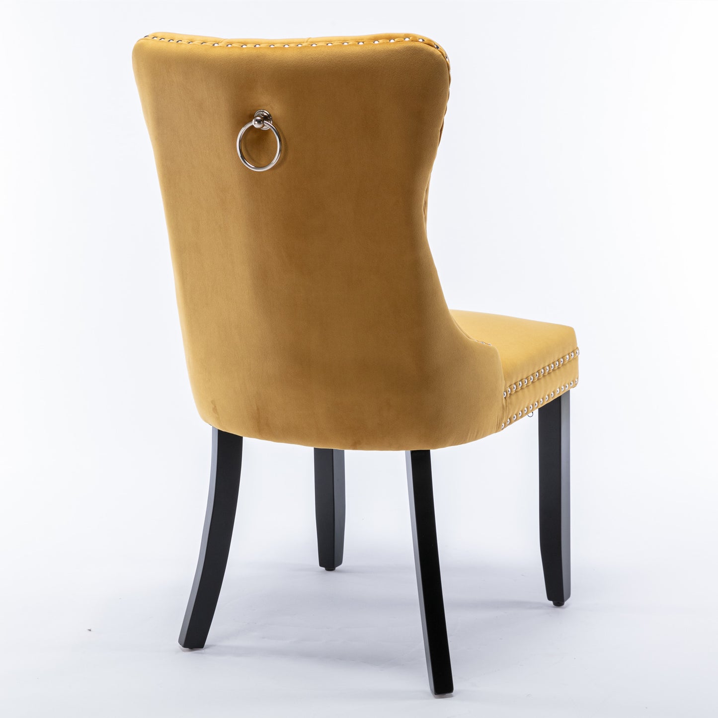 Nikki Collection Modern, High-end Tufted Solid Wood Contemporary Velvet Upholstered Dining Chair with Wood Legs Nailhead Trim 2-Pcs Set,Gloden, SW2001GL image 5