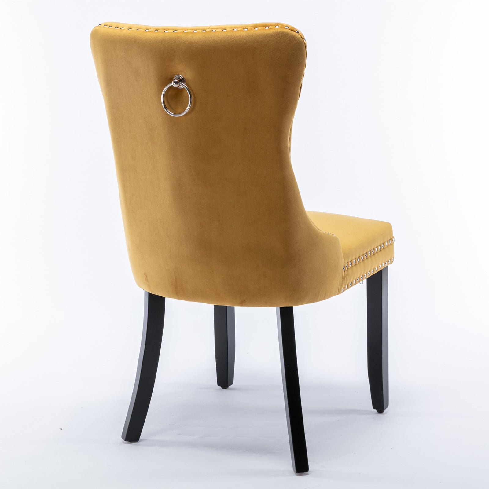 Nikki Collection Modern, High-end Tufted Solid Wood Contemporary Velvet Upholstered Dining Chair with Wood Legs Nailhead Trim 2-Pcs Set,Gloden, SW2001GL image 5