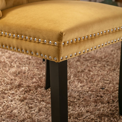 Nikki Collection Modern, High-end Tufted Solid Wood Contemporary Velvet Upholstered Dining Chair with Wood Legs Nailhead Trim 2-Pcs Set,Gloden, SW2001GL image 10