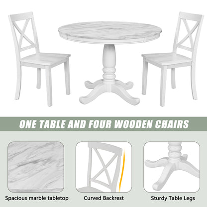 Orisfur. 5 Pieces Dining Table and Chairs Set for 4 Persons, Kitchen Room Solid Wood Table with 4 Chairs image 4