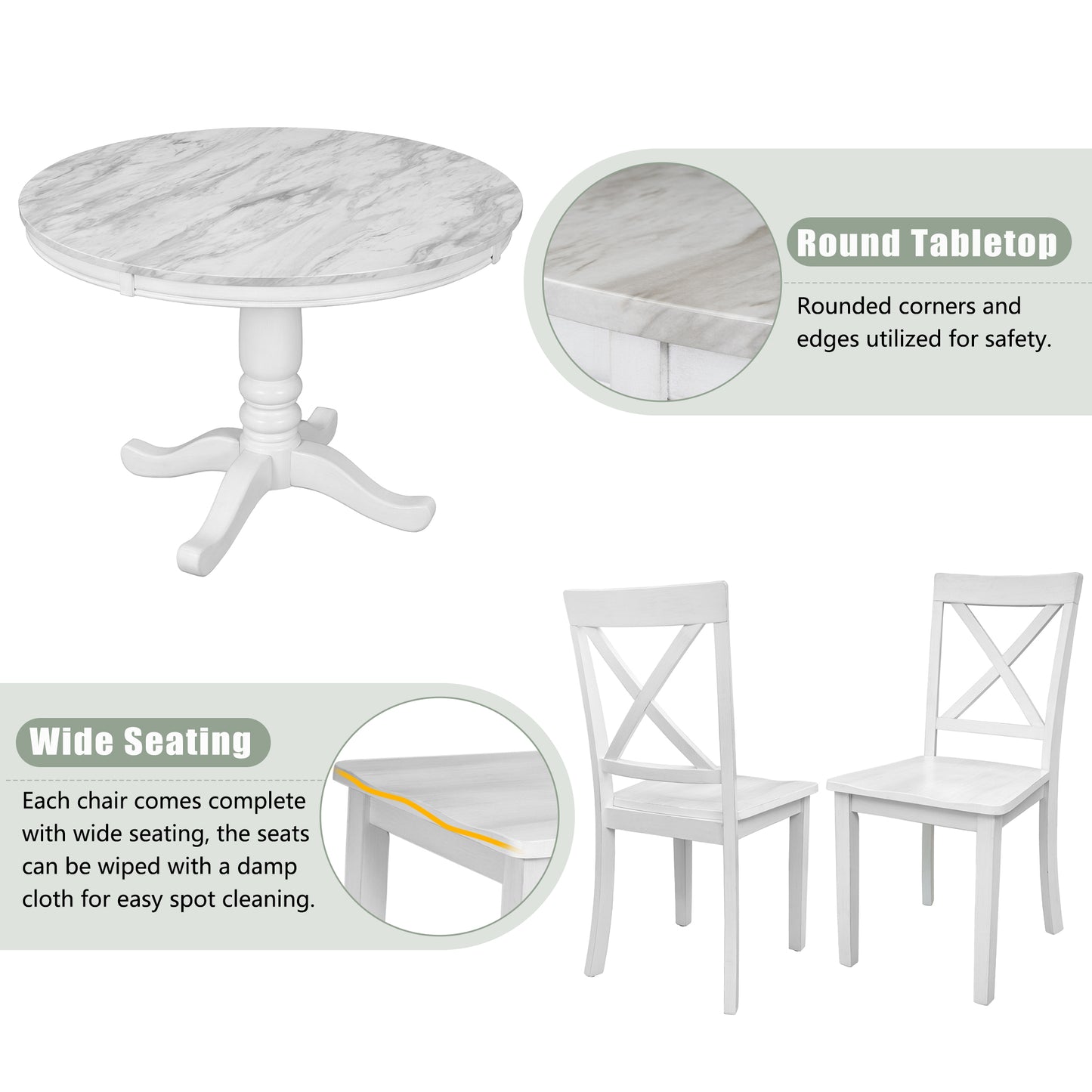 Orisfur. 5 Pieces Dining Table and Chairs Set for 4 Persons, Kitchen Room Solid Wood Table with 4 Chairs image 3