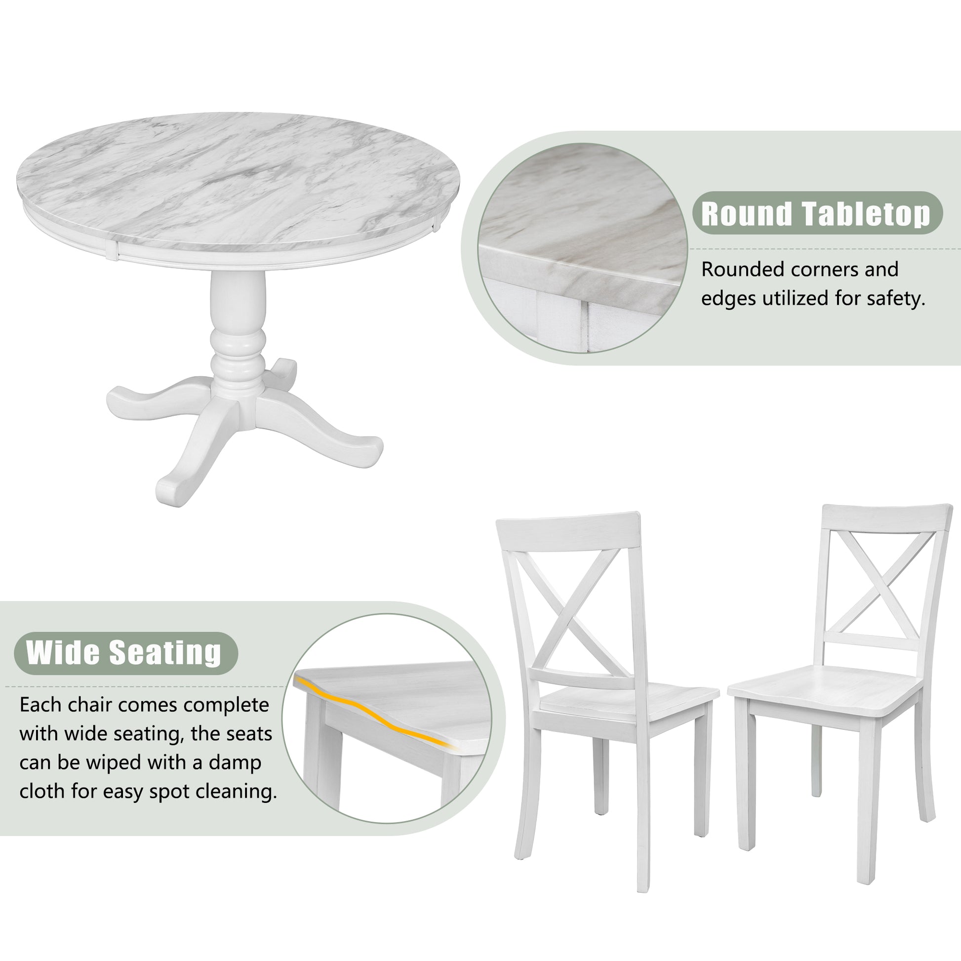 Orisfur. 5 Pieces Dining Table and Chairs Set for 4 Persons, Kitchen Room Solid Wood Table with 4 Chairs image 3
