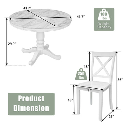 Orisfur. 5 Pieces Dining Table and Chairs Set for 4 Persons, Kitchen Room Solid Wood Table with 4 Chairs image 6