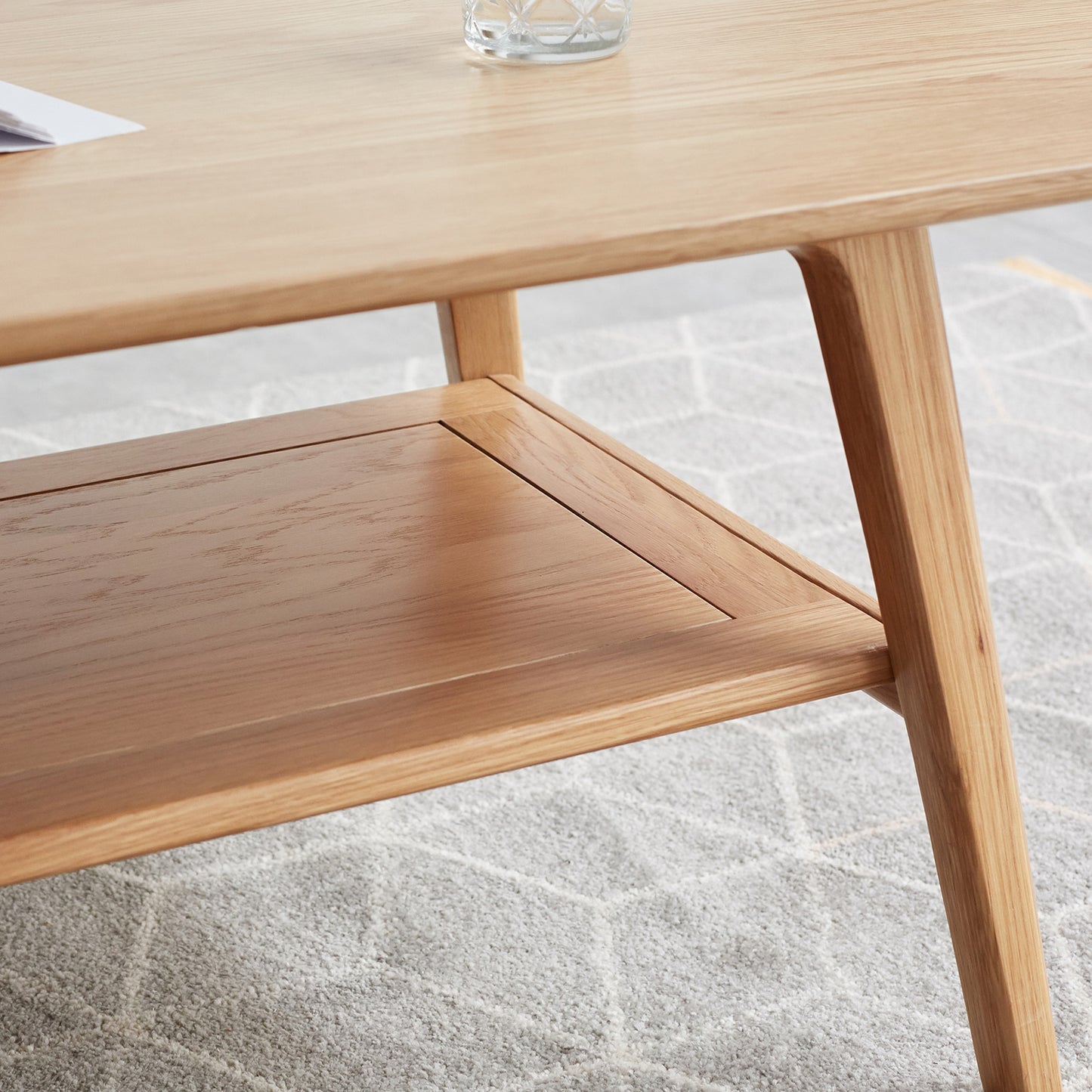 Center table Low Table 100% solid wood Top plate Desk Coffee table Width 80 x Depth 50 x Height 44 cm Study desk Work from home Easy to assemble Natural wood with storage shelf Natural writing desk image 5