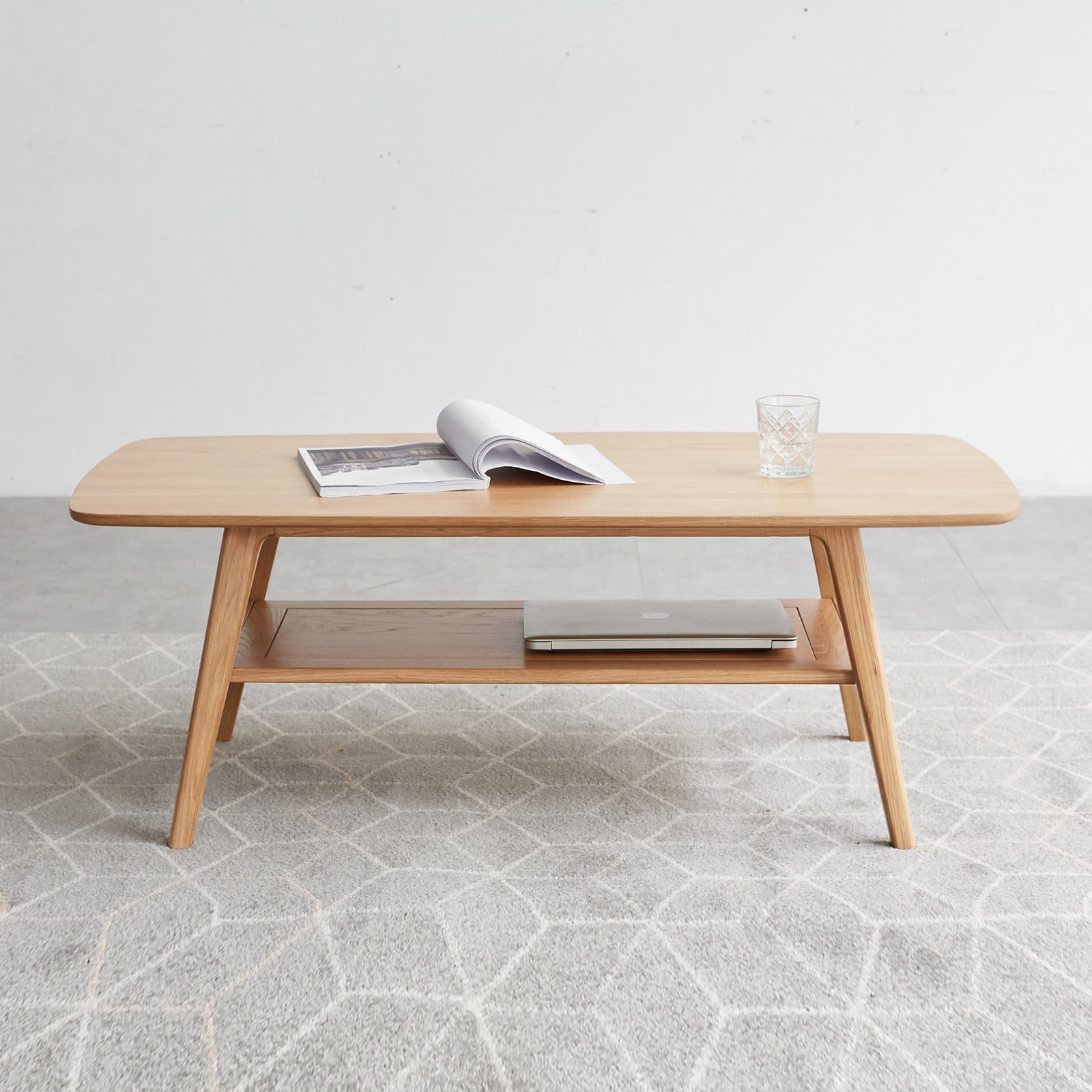 Center table Low Table 100% solid wood Top plate Desk Coffee table Width 80 x Depth 50 x Height 44 cm Study desk Work from home Easy to assemble Natural wood with storage shelf Natural writing desk image 2