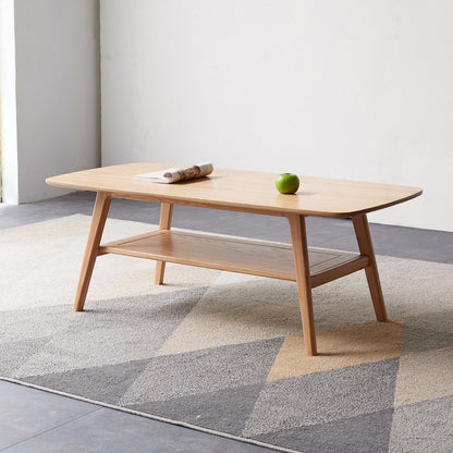 Center table Low Table 100% solid wood Top plate Desk Coffee table Width 80 x Depth 50 x Height 44 cm Study desk Work from home Easy to assemble Natural wood with storage shelf Natural writing desk image 1