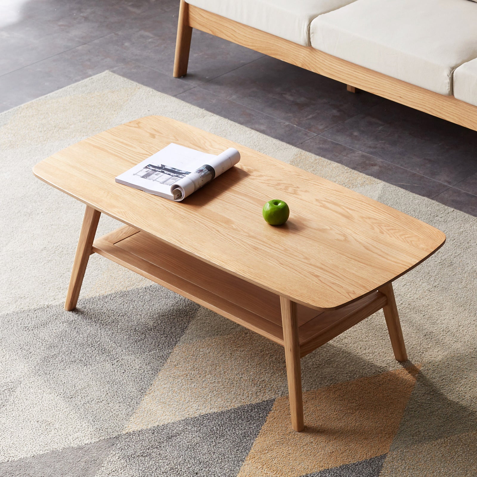 Center table Low Table 100% solid wood Top plate Desk Coffee table Width 100 x Depth 50 x Height 44 cm Study desk Work from home Easy to assemble Natural wood with storage shelf Natural writing desk image 4