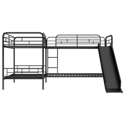 Twin Size L-Shaped Bunk Bed with Slide and Ladder, Black(OLD SKU:GX000615AAB) image 10