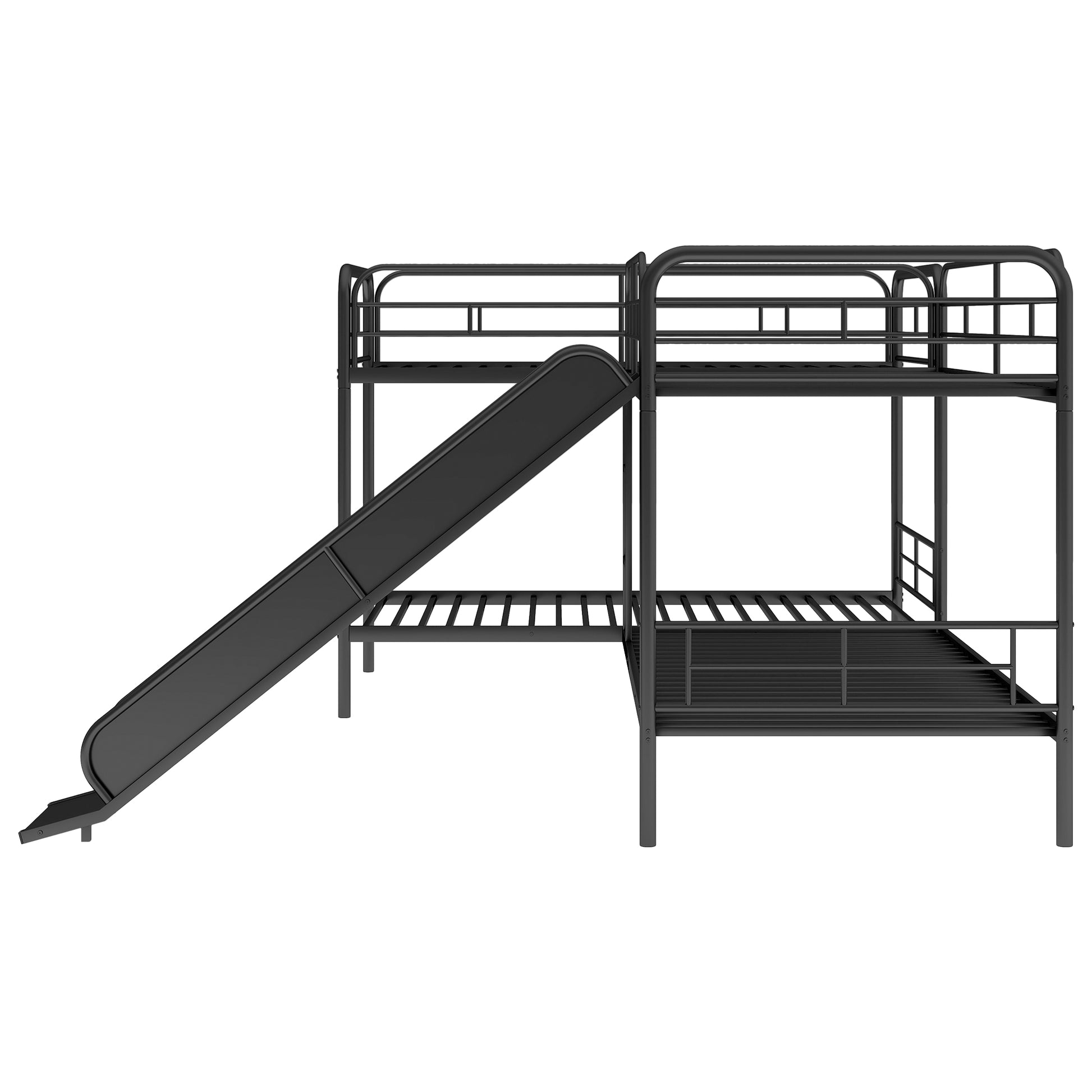 Twin Size L-Shaped Bunk Bed with Slide and Ladder, Black(OLD SKU:GX000615AAB) image 8
