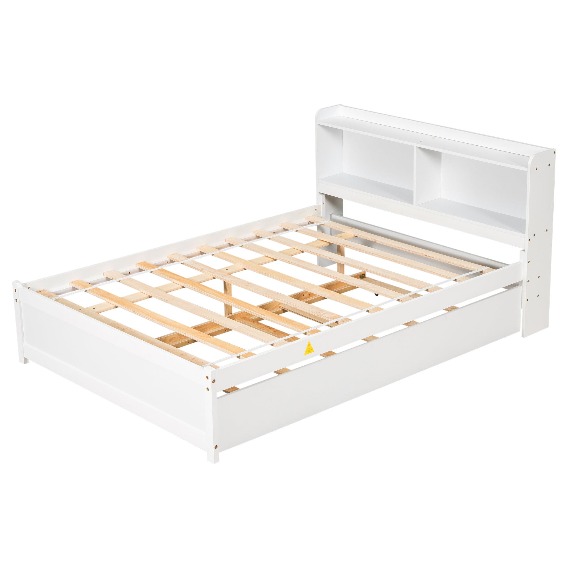 Full Size Bed with Trundle and Bookcase Headboard,White (Old Sku W50446124) image 8