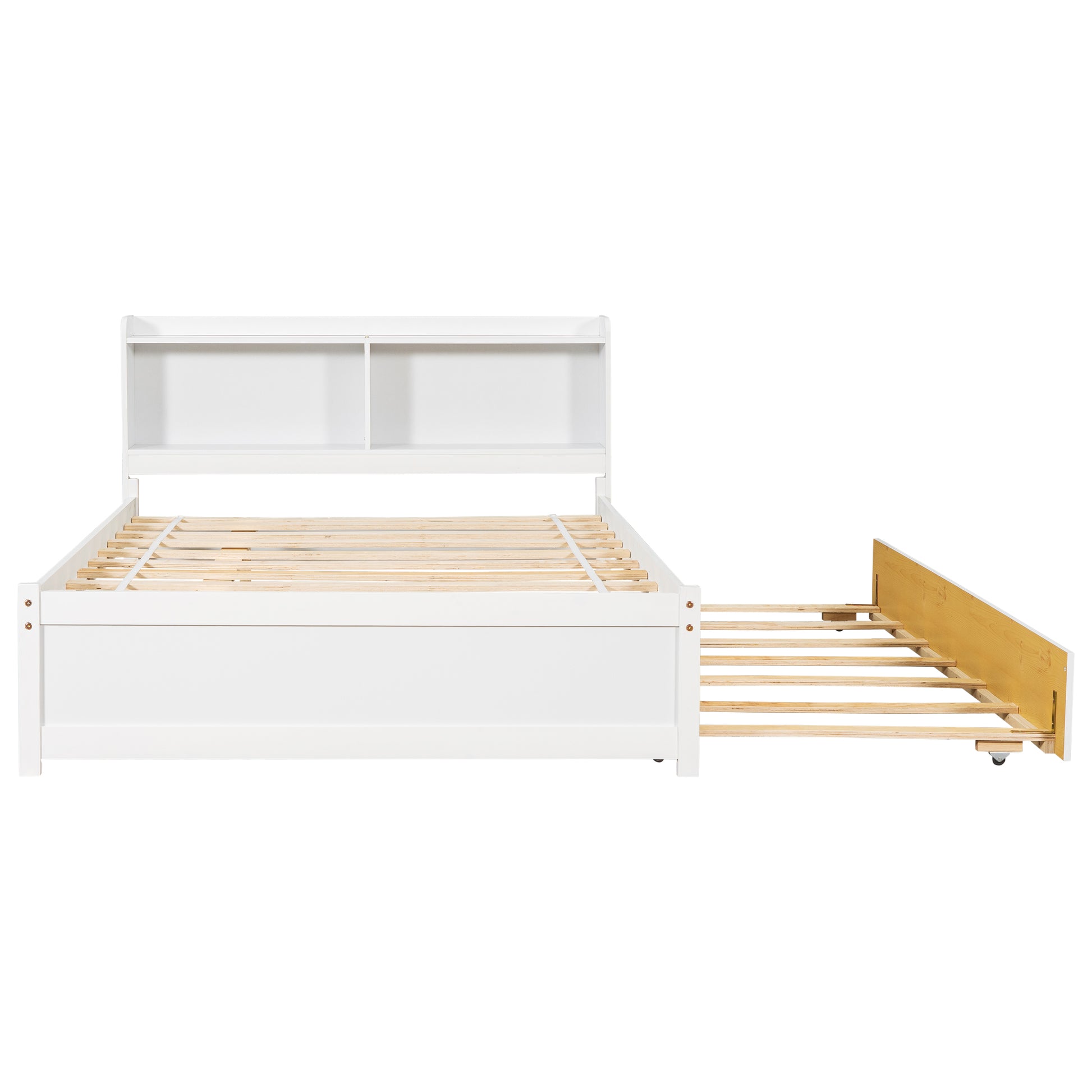 Full Size Bed with Trundle and Bookcase Headboard,White (Old Sku W50446124) image 6