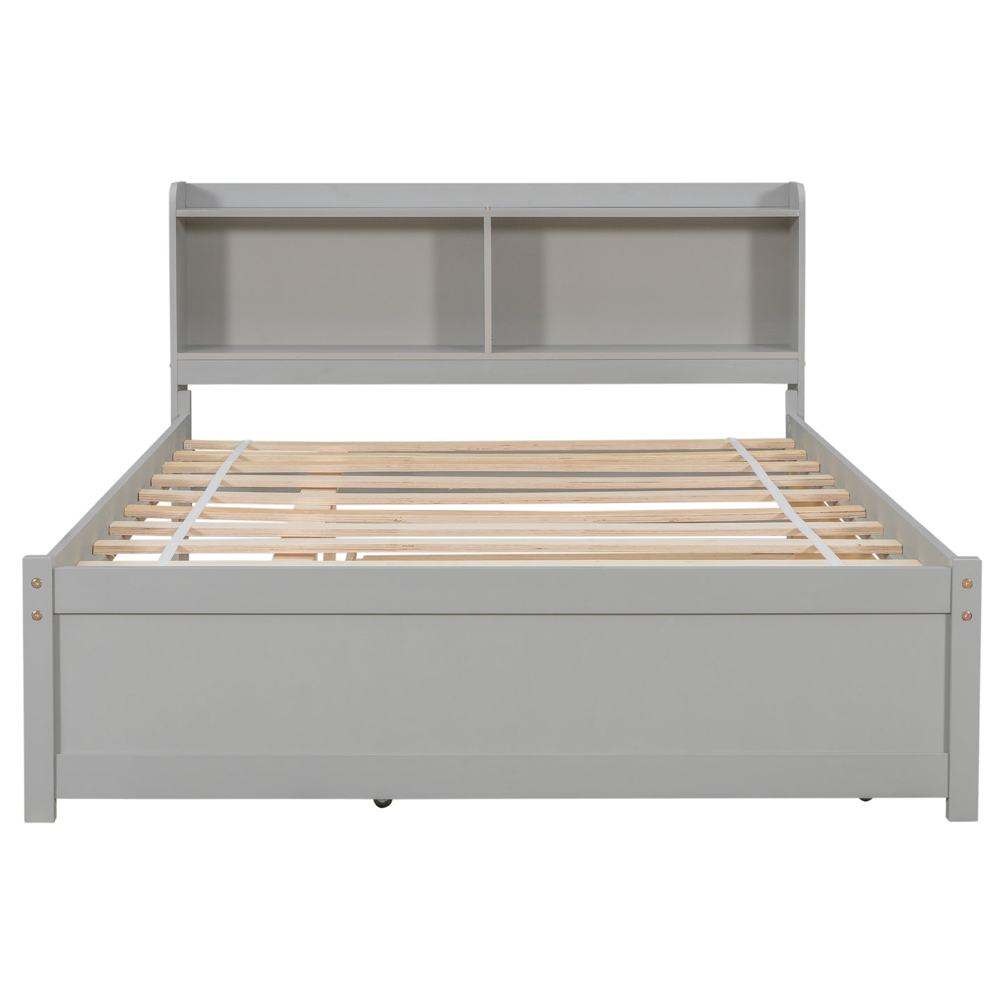 Full Size Bed with Trundle and Bookcase Headboard,Grey (Old Sku W50446123) image 8