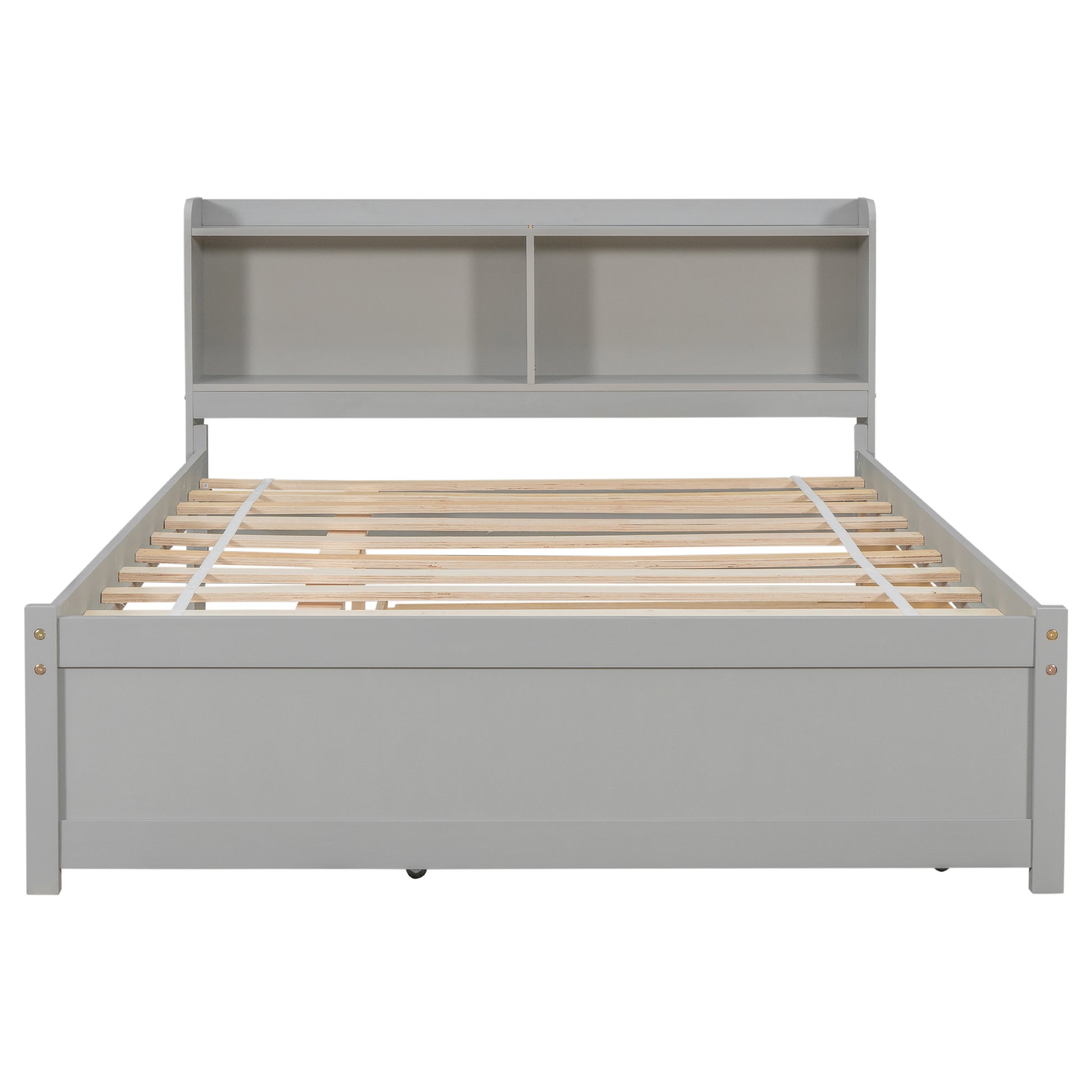 Full Size Bed with Trundle and Bookcase Headboard,Grey (Old Sku W50446123) image 8