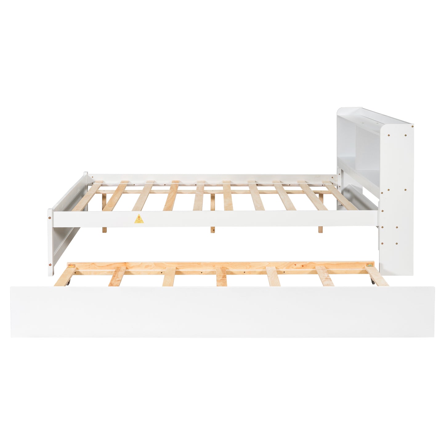Full Size Bed with Trundle and Bookcase Headboard,White (Old Sku W50446124) image 10