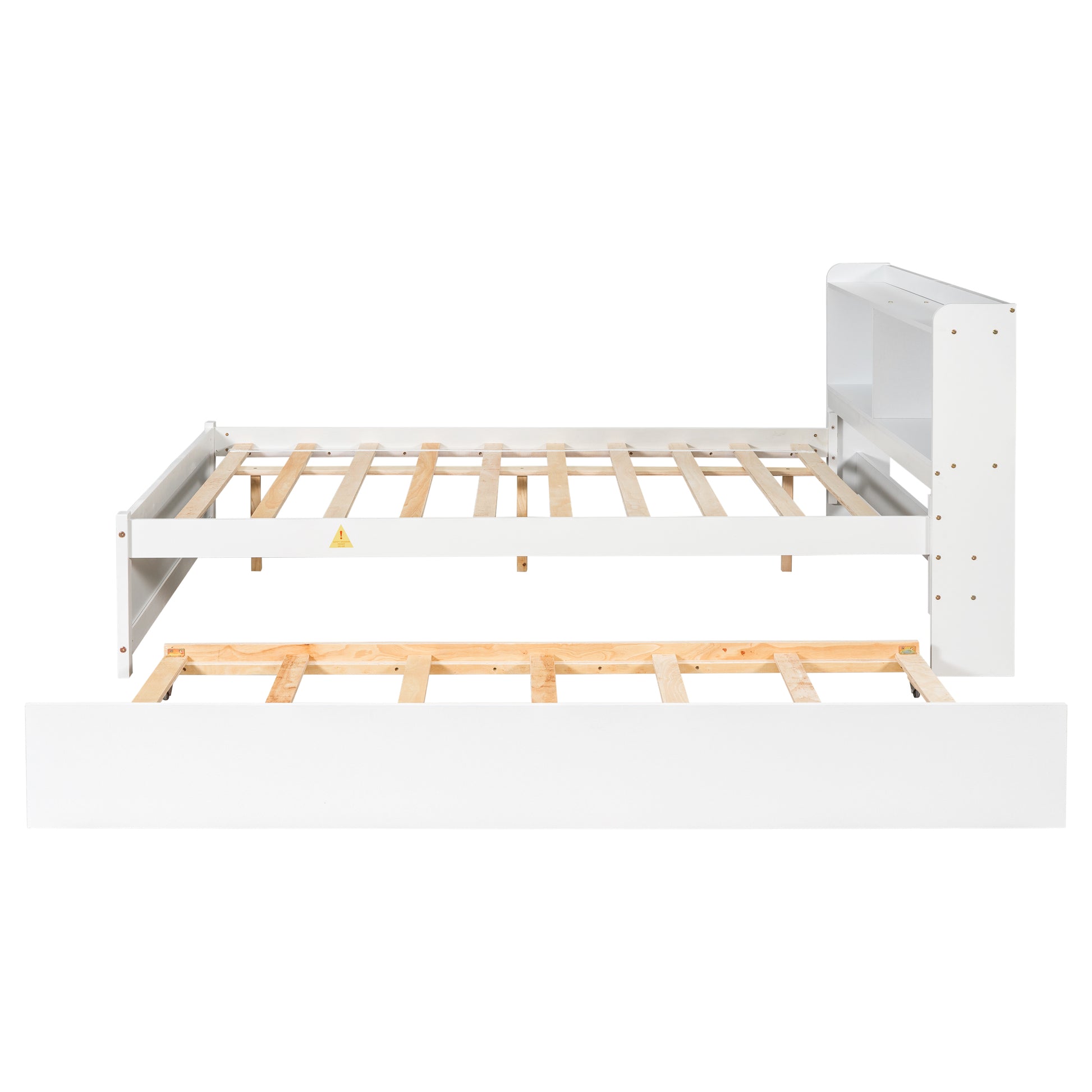 Full Size Bed with Trundle and Bookcase Headboard,White (Old Sku W50446124) image 10