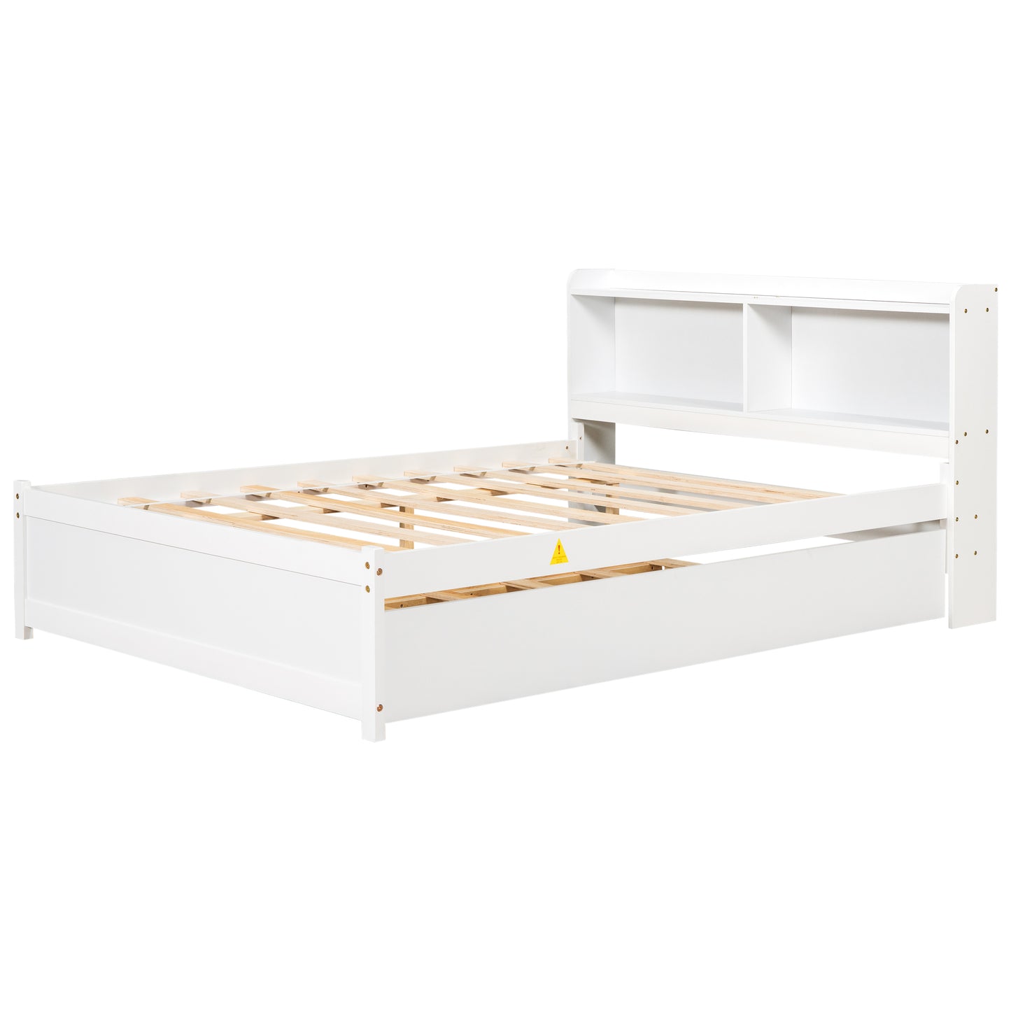 Full Size Bed with Trundle and Bookcase Headboard,White (Old Sku W50446124) image 7