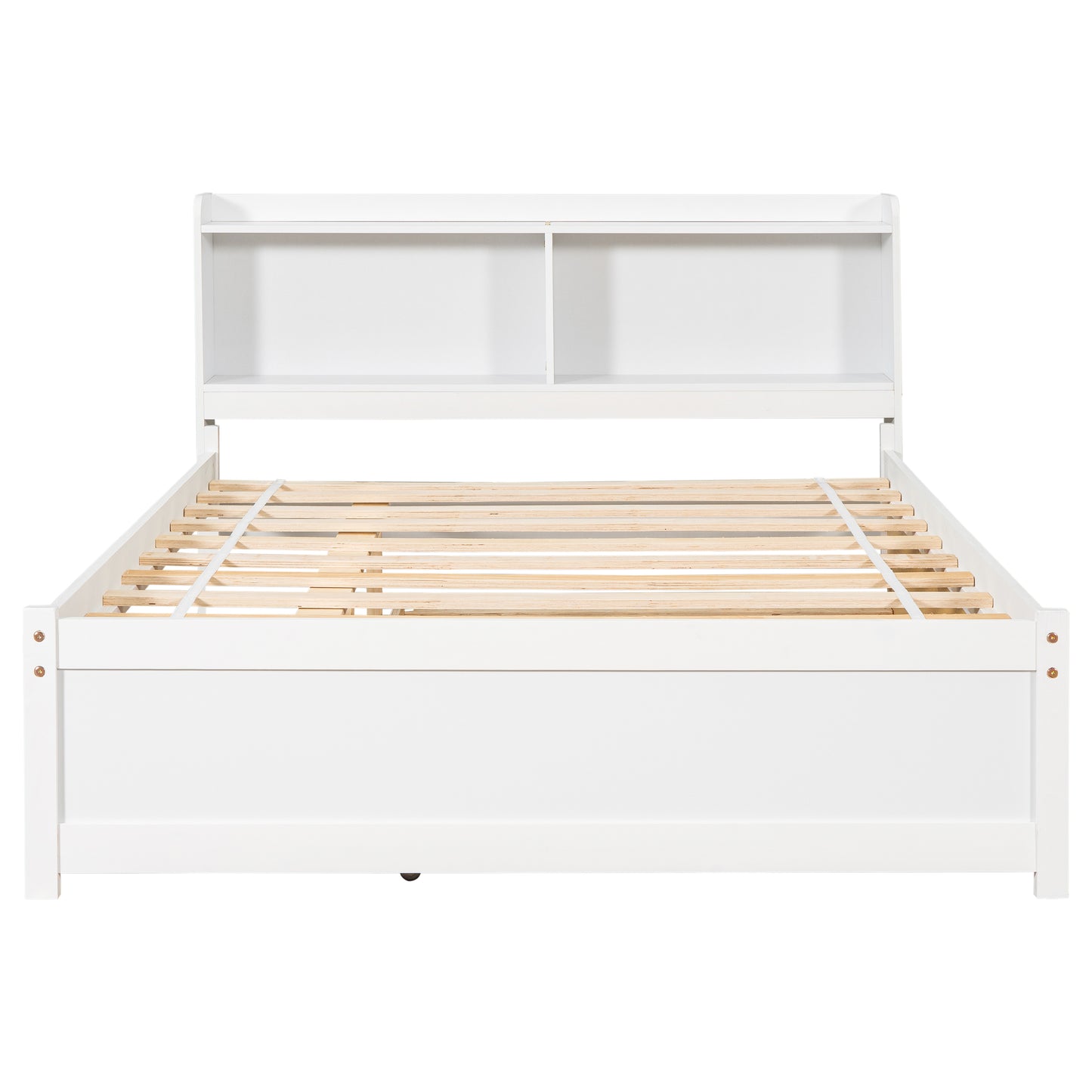 Full Size Bed with Trundle and Bookcase Headboard,White (Old Sku W50446124) image 9