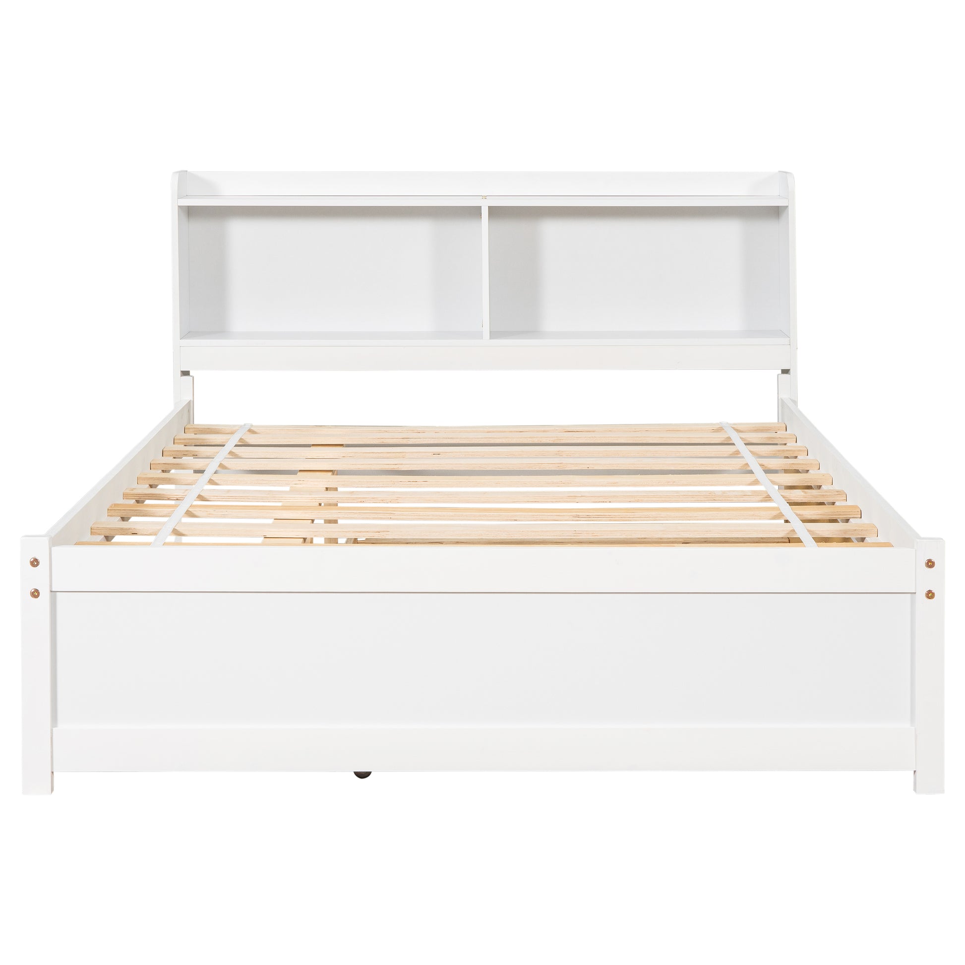 Full Size Bed with Trundle and Bookcase Headboard,White (Old Sku W50446124) image 9