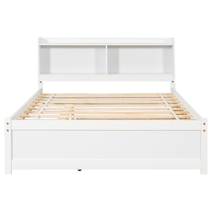 Full Size Bed with Trundle and Bookcase Headboard,White (Old Sku W50446124) image 9