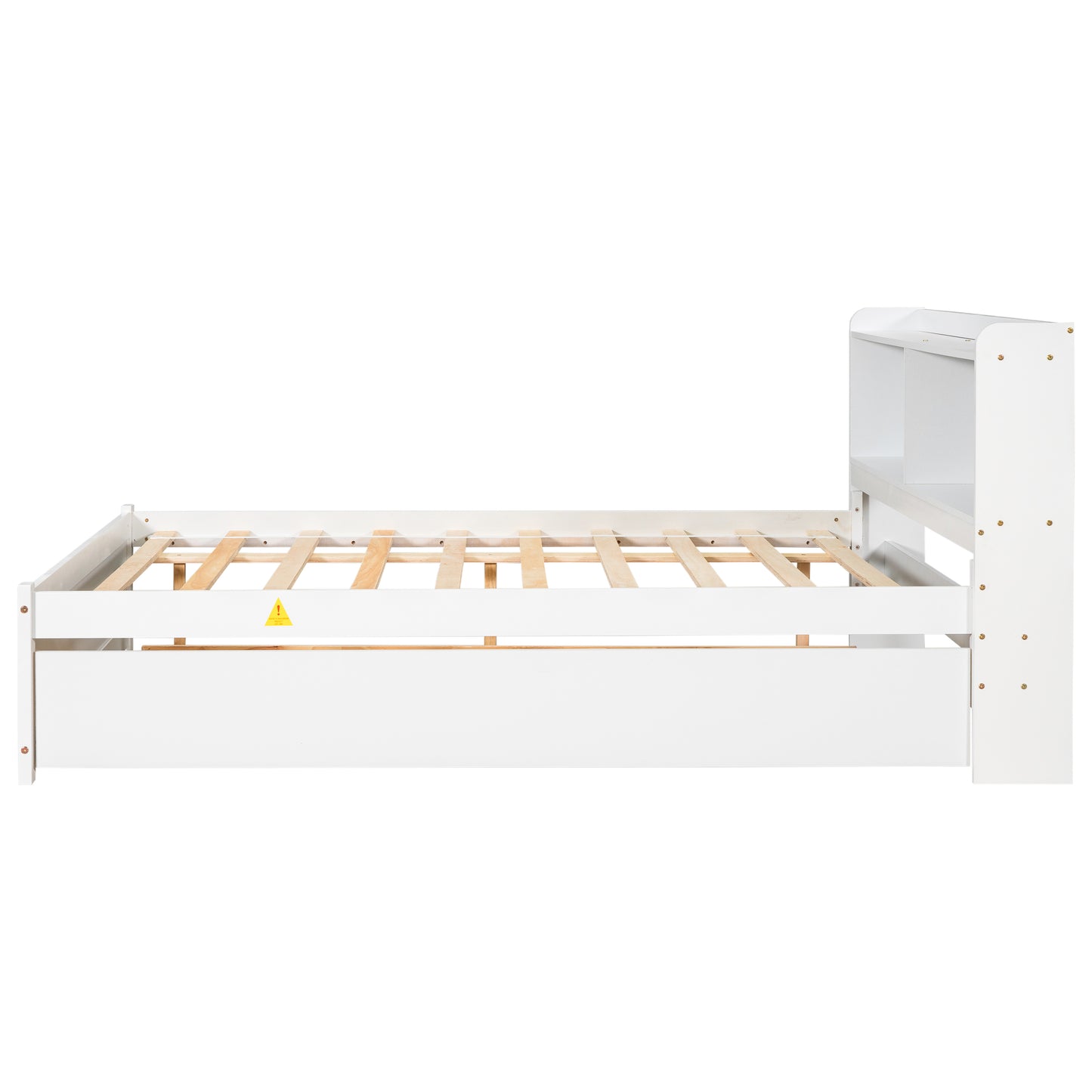 Full Size Bed with Trundle and Bookcase Headboard,White (Old Sku W50446124) image 5