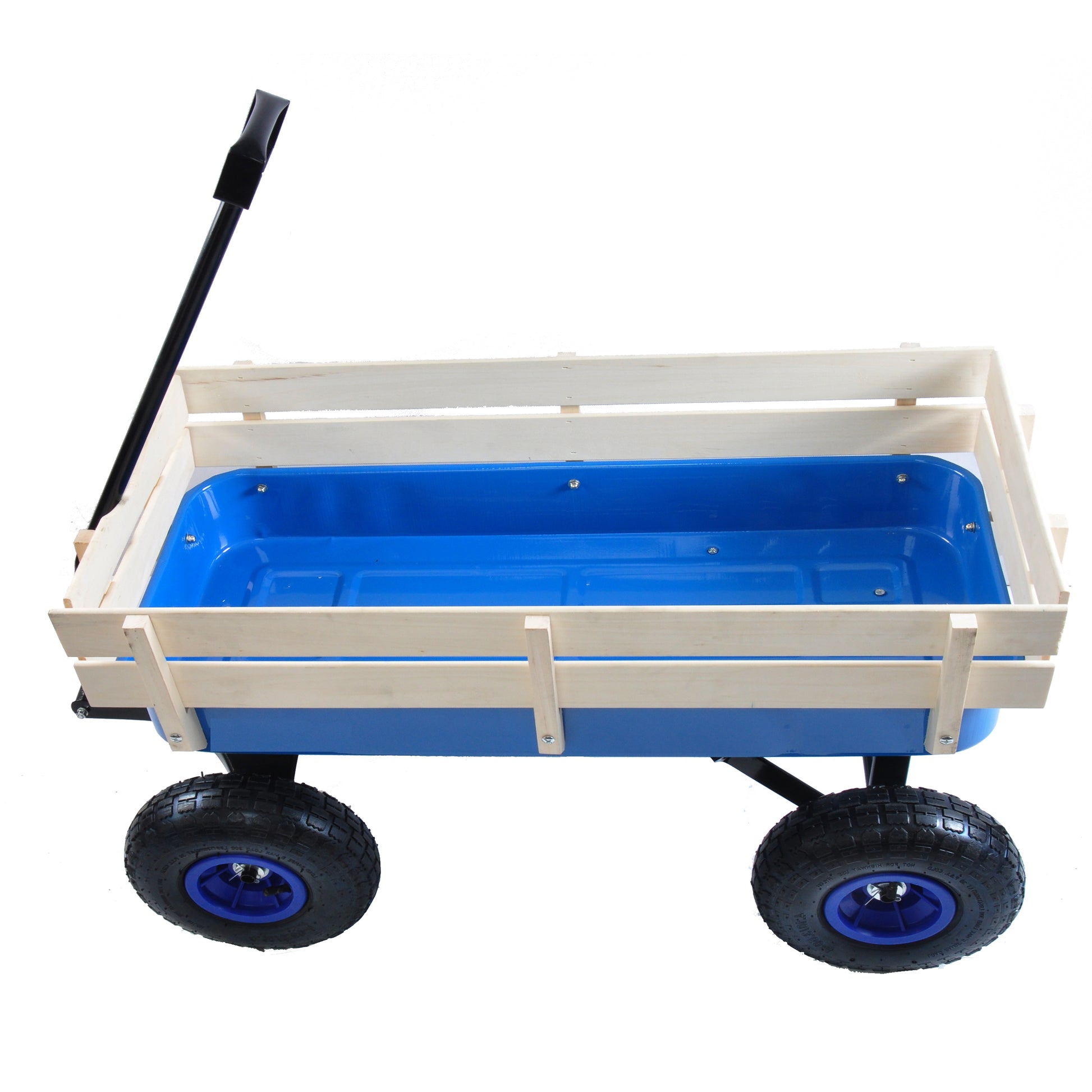 Outdoor Wagon All Terrain Pulling Wood Railing Air Tires Garden Cart image 6