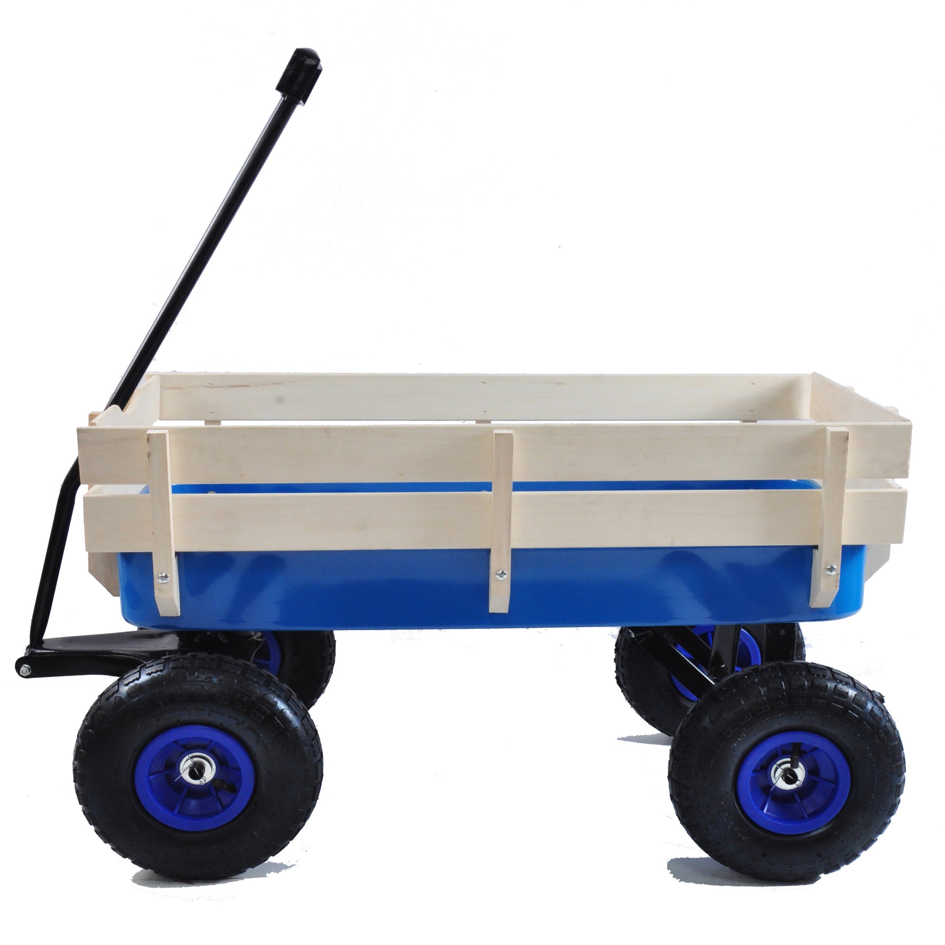 Outdoor Wagon All Terrain Pulling Wood Railing Air Tires Garden Cart image 5