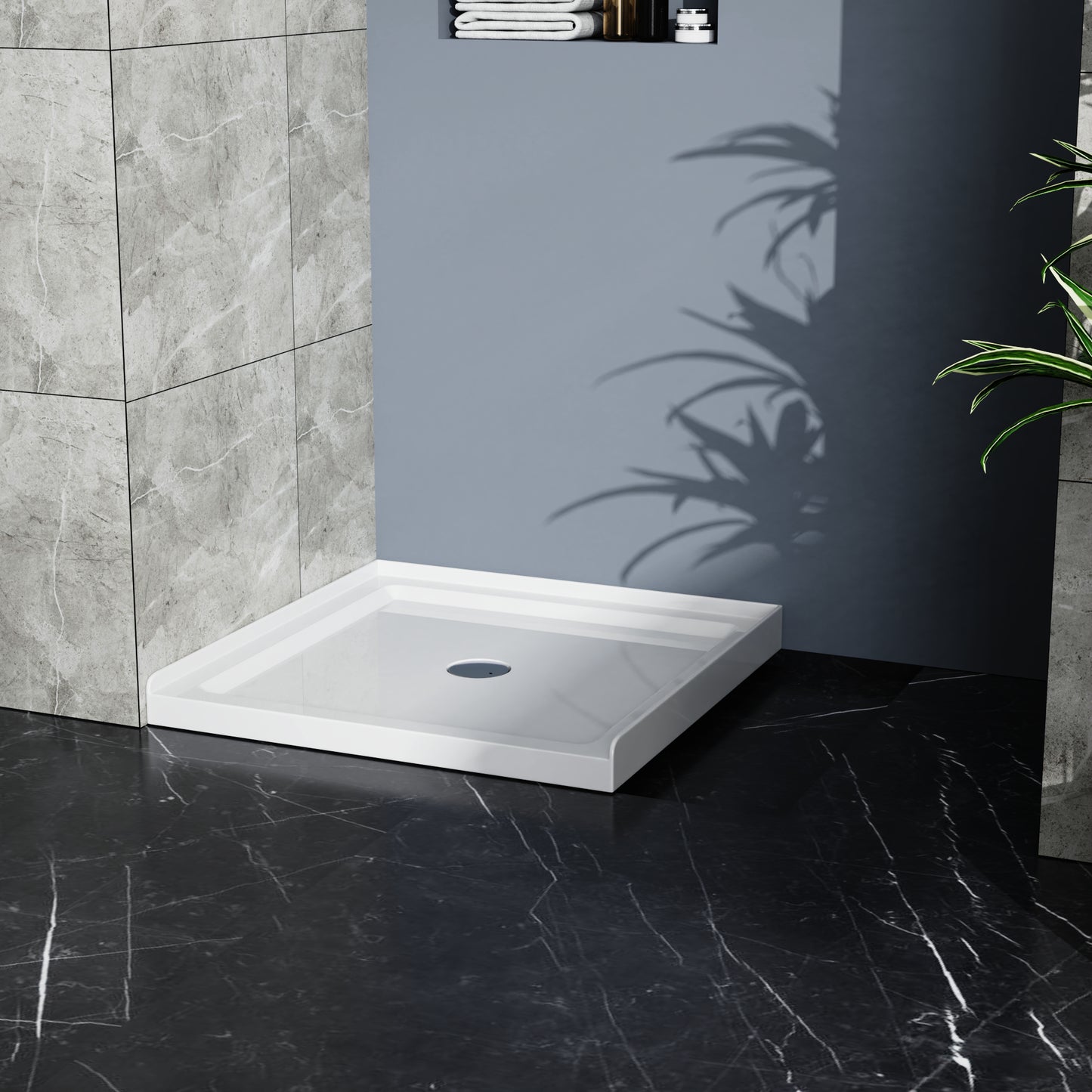 Goodyo 36x36 in Shower Base, Centered Drain Single-Threshold Shower Pan, White image 1