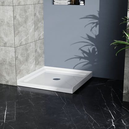 Goodyo 36x36 in Shower Base, Centered Drain Single-Threshold Shower Pan, White image 1