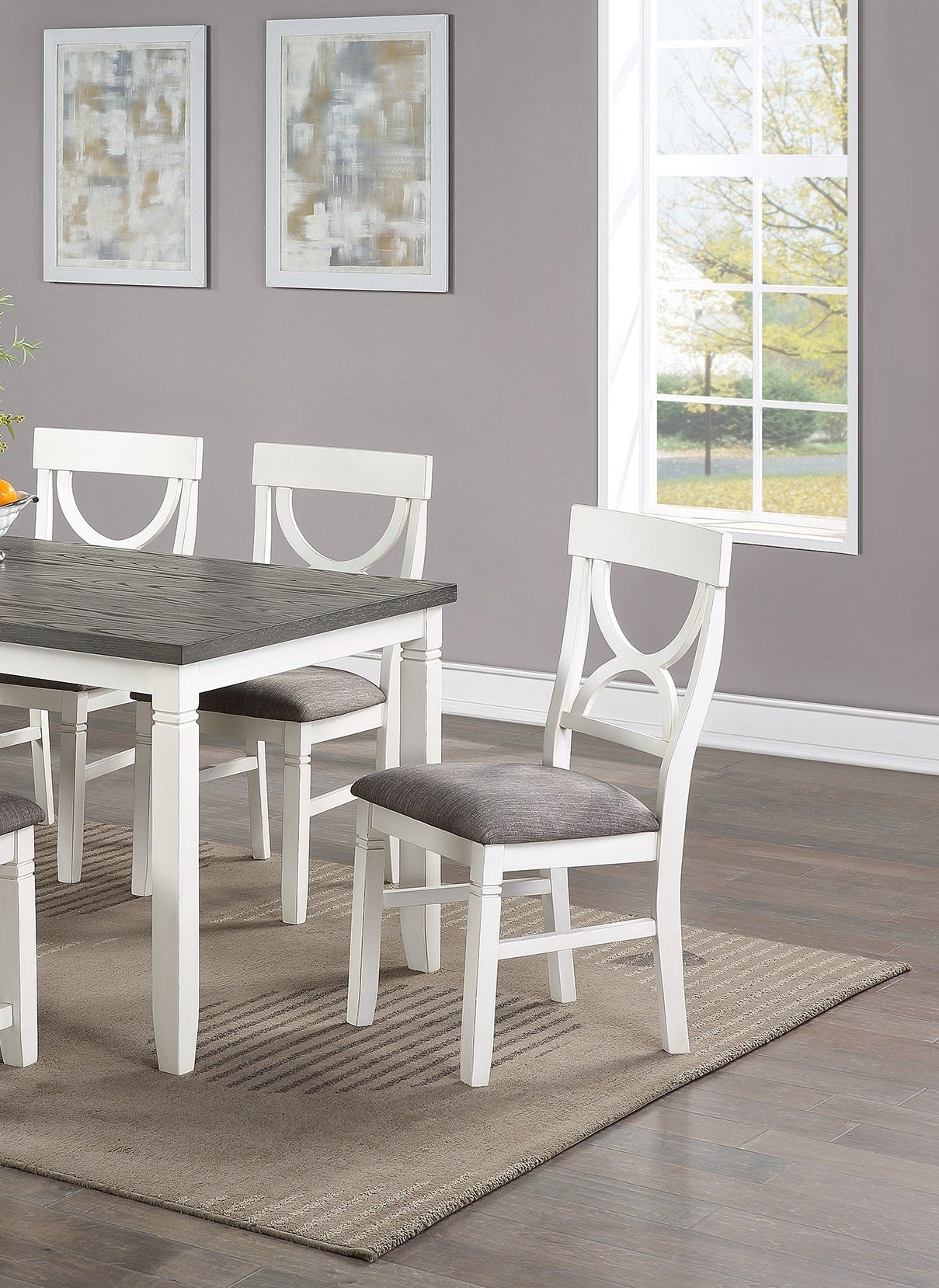 Dining Room Furniture White 6pc Dining Set Table 4 Side Chairs and A Bench Rubberwood MDF image 8