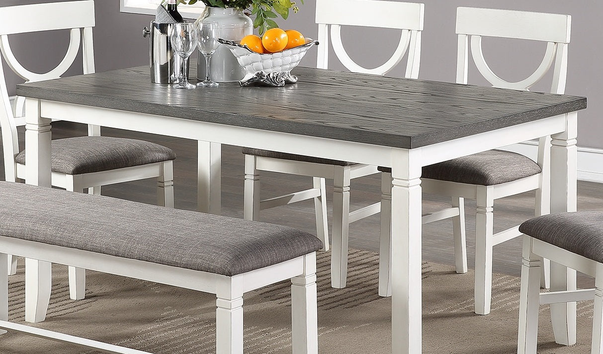 Dining Room Furniture White 6pc Dining Set Table 4 Side Chairs and A Bench Rubberwood MDF image 9
